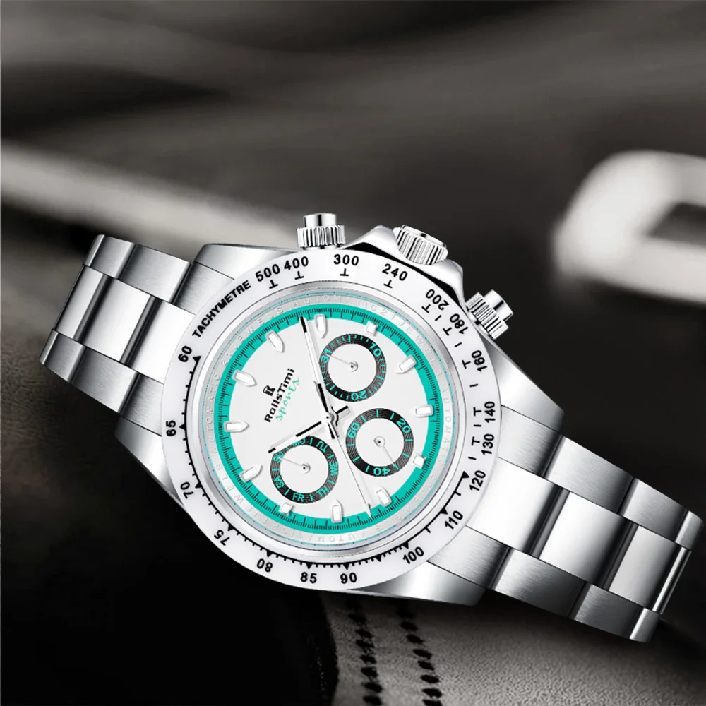 2025 new RollsTimi men's business mechanical watch fashion sapphire automatic men's watch chronograph stainless steel waterproof