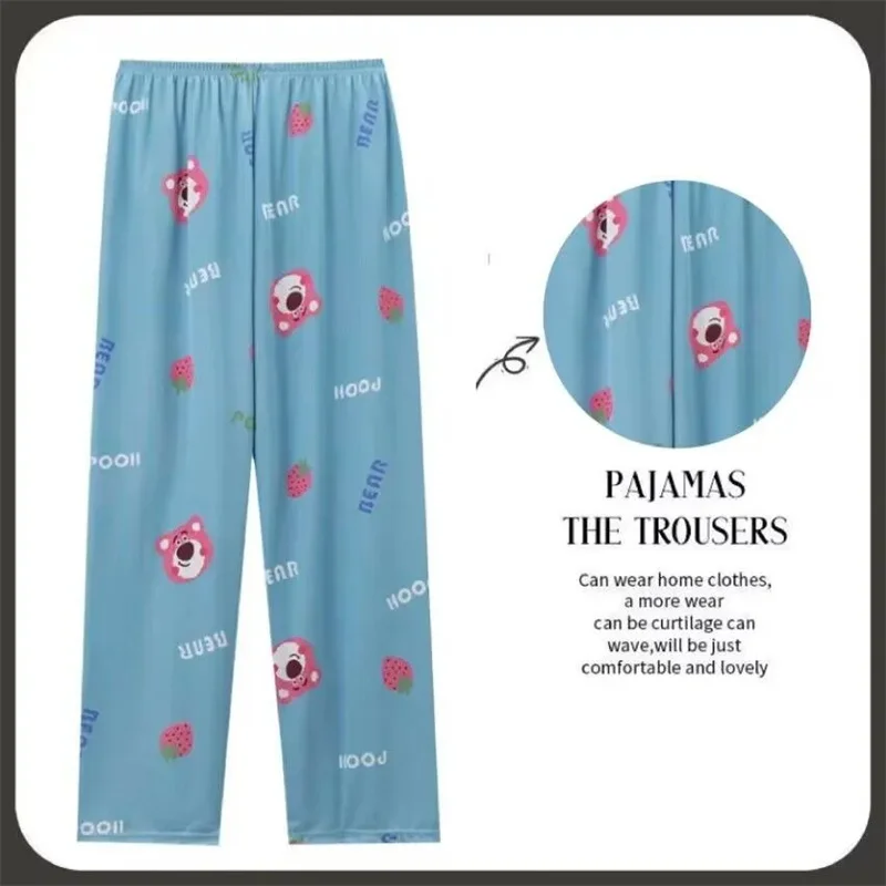 Cartoon Hello Kitty Pajamas Trousers Comfortable Cotton Home Trousers Soft Y2K Women'S Trousers Loose And Cute Straight Trousers