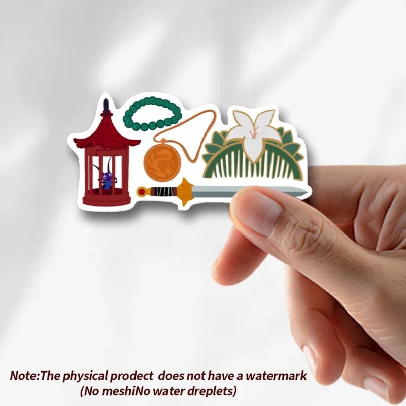 Traditional Chinese Mulan themed stickers, sword, lily, comb, cricket cage, waterproof stickers