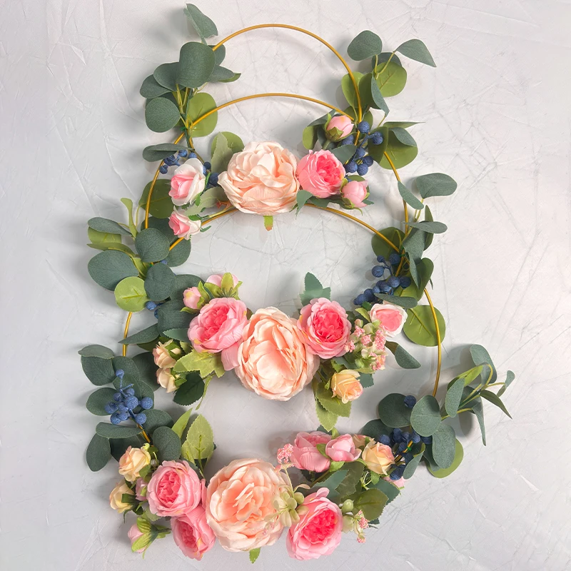 

Cross-Border New Artificial Flower Pastoral Style Wreath Indoor and Outdoor Decoration Wedding Birthday Family Scene Arrangement