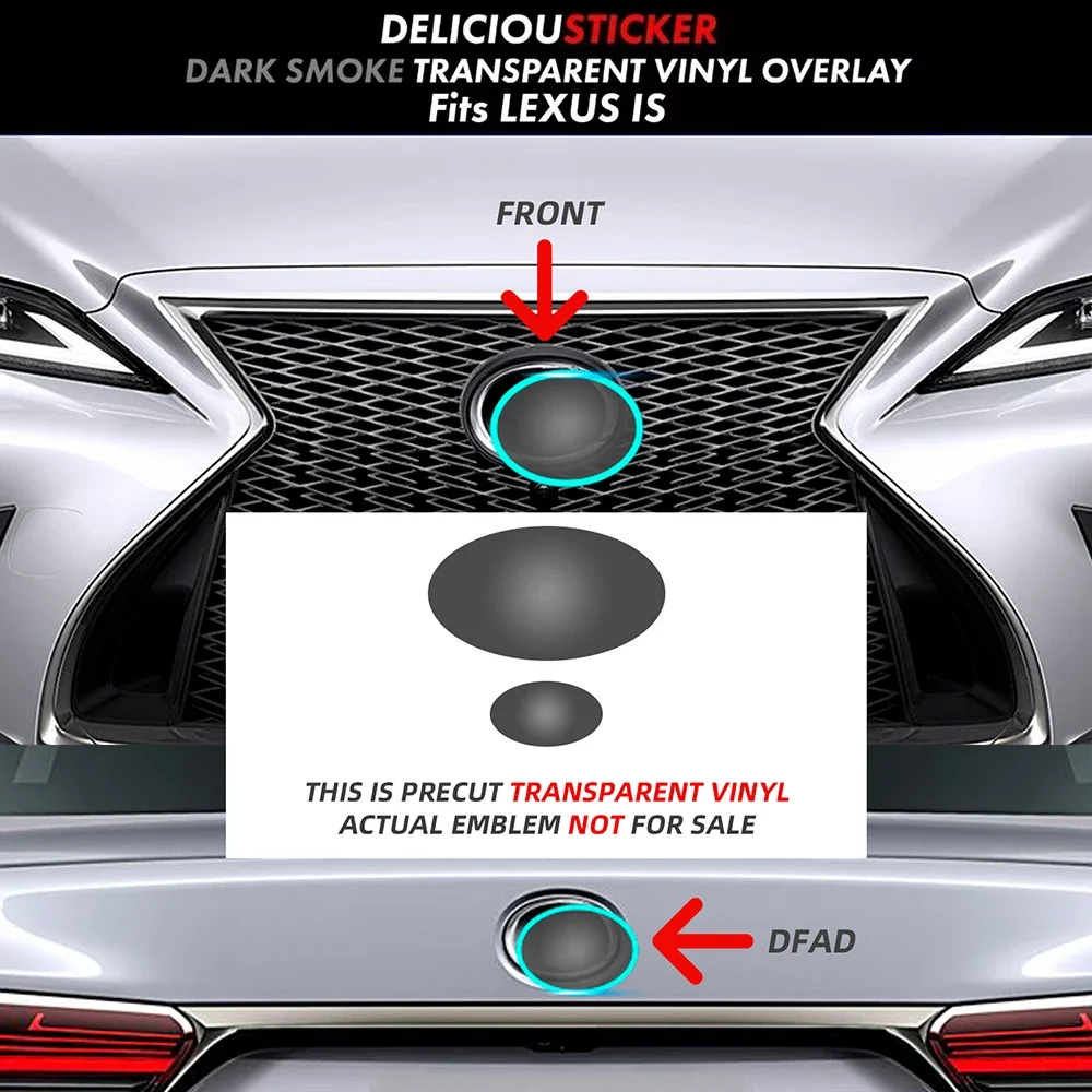 

For Lexus IS 2021-2024 IS350 300 Front Emblem Pre Cut Dark Smoked TPU PPF Scratch Resistant Exterior Protection Film