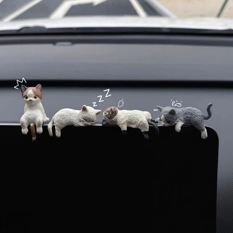 C Car Decoration Creative Sleeping Cat Doll Auto Ornaments Toys Cat Micro Landscape Model Cute Car Interior Decoration Gifts