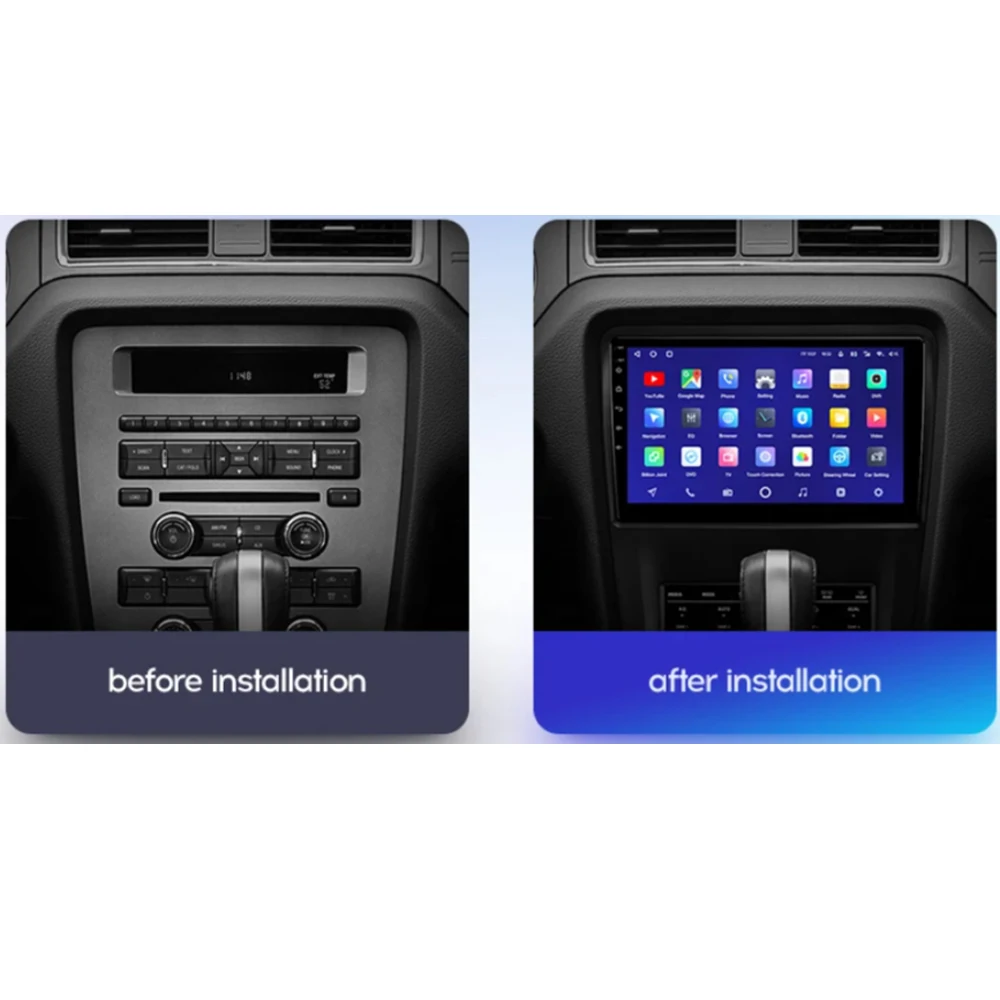 Android 14 Carplay Auto Car Radio For Ford Mustang 2010 2011 2012 2013 2014 Multimedia GPS Navi WIFI+4G Player Stereo 360 Camera