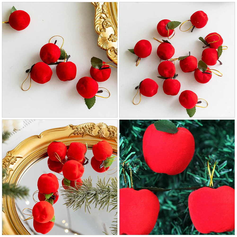

60 Pcs Apple Pendant Ornaments Xmas Decorations Red Apples Christmas Decorative Mini