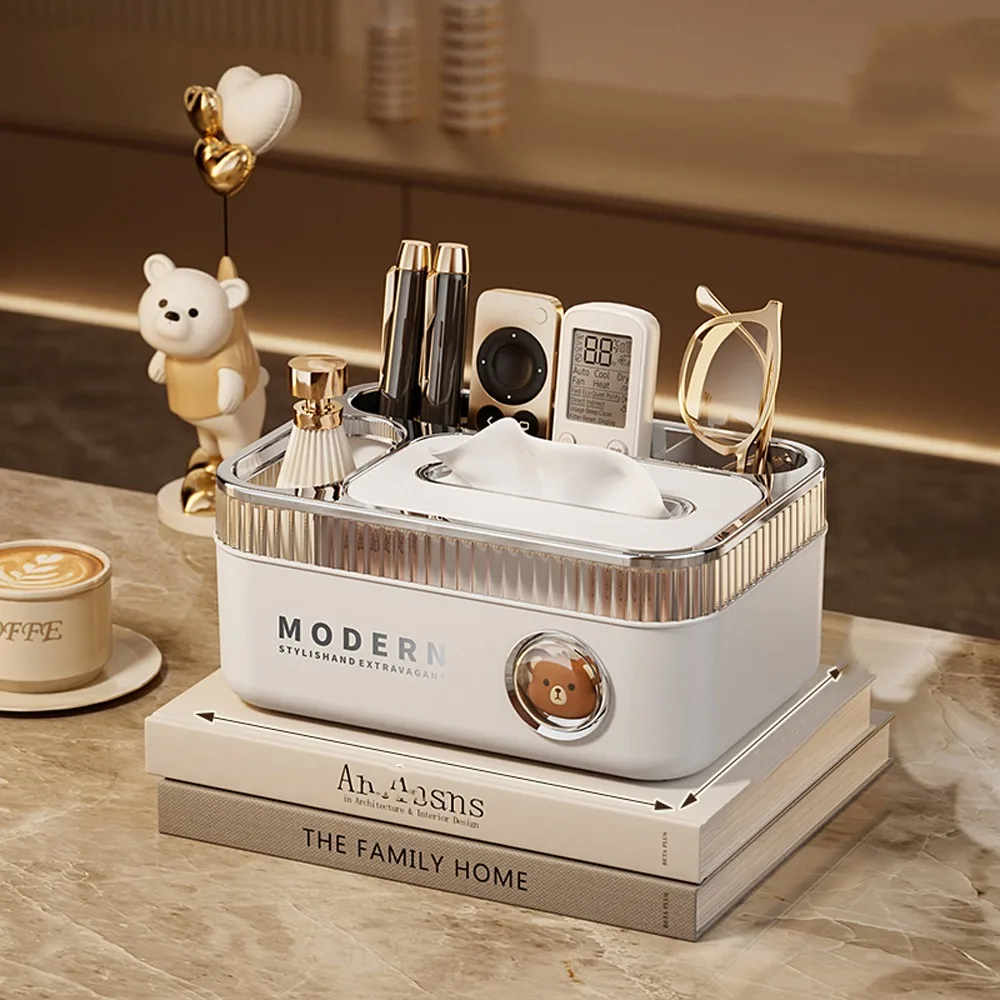 

Милая легкая роскошная коробка для салфеток, пылезащитный утолщенный пульт дистанционного управления для хранения, водонепроницаемый сегментированный косметический органайзер для гостиной