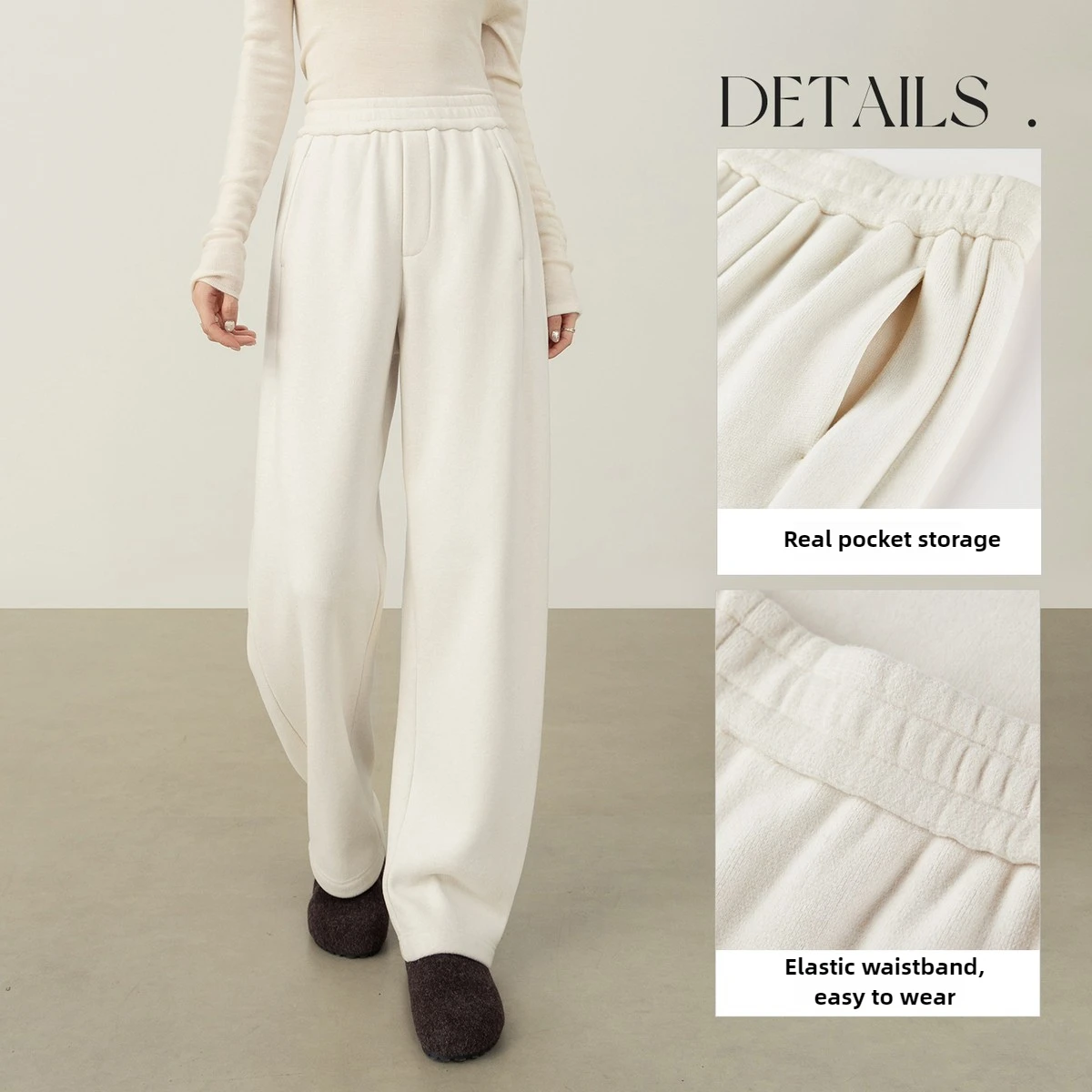 SENTUBILA 캐주얼 루즈 팬츠 여성 가을 겨울 2025 솔리드 다용도 포켓 팬츠 니트 출퇴근 여성 바지 154KN2818