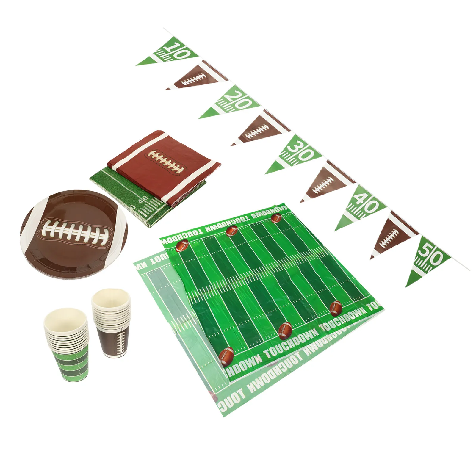 

1Set Rugby Party Tableware Disposable Paper Plates Napkins Cutlery Set for Birthday Party Picnic Bbq Celebration Decor Supplies