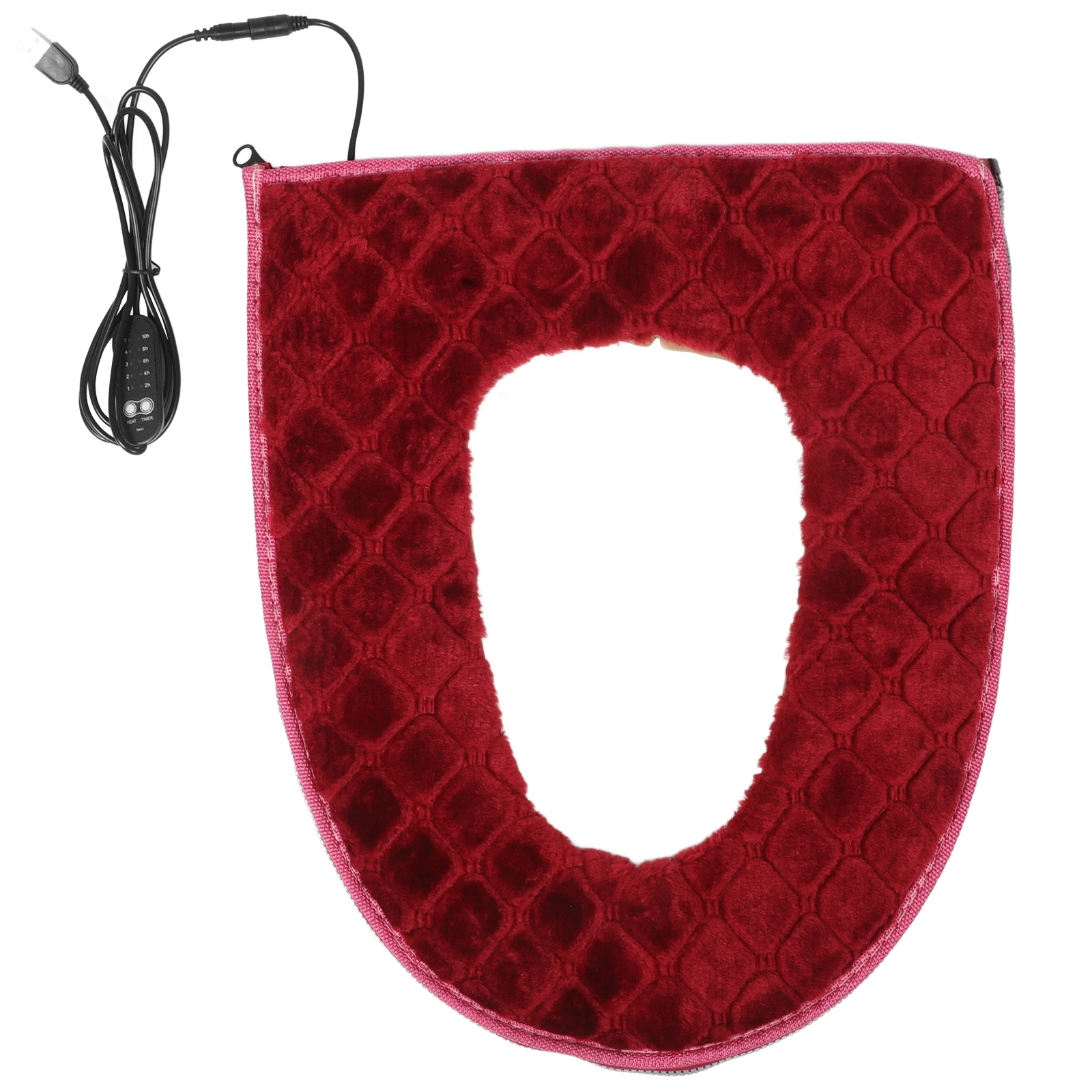 

Heated Toilet Seat Cover Usb Powered Washable Grid Pattern Rapid Heating Constant Temperature Soft Cushion For Home Use