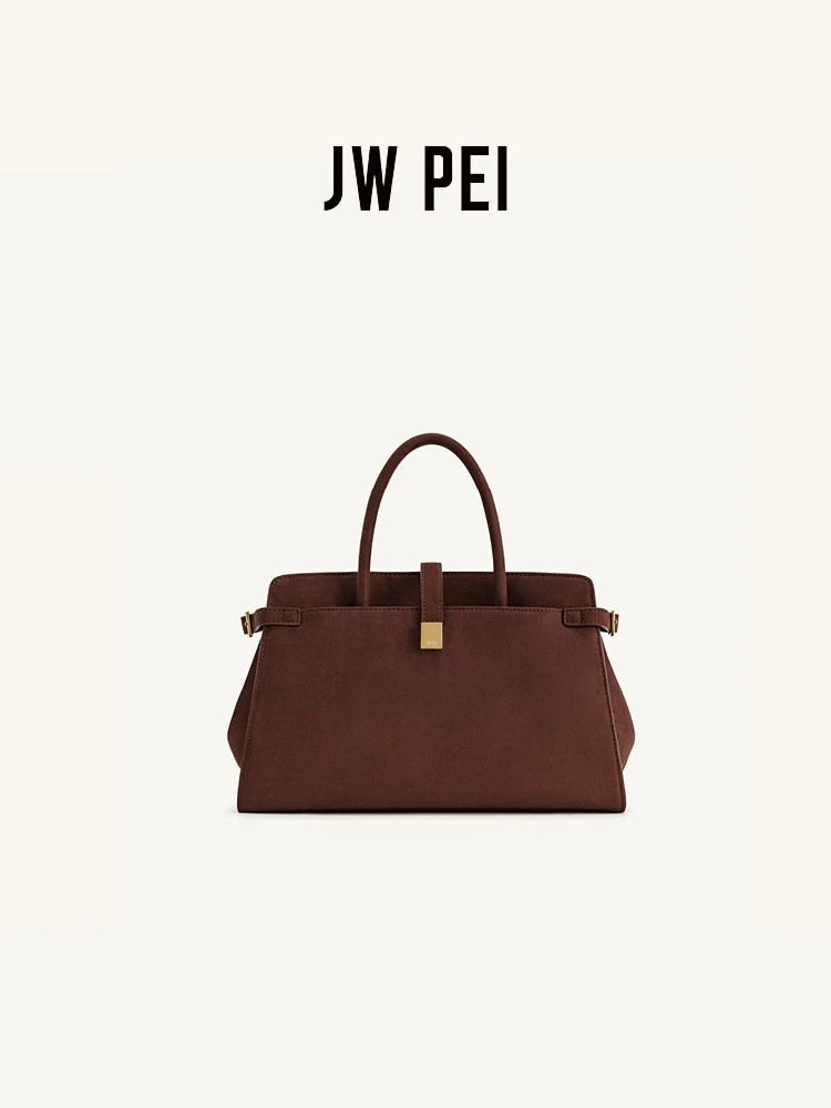 JW PEI Imitation Suede Handbag Saige Briefcase Versatile Women's Vintage Messenger Bag Commuter Large Capacity