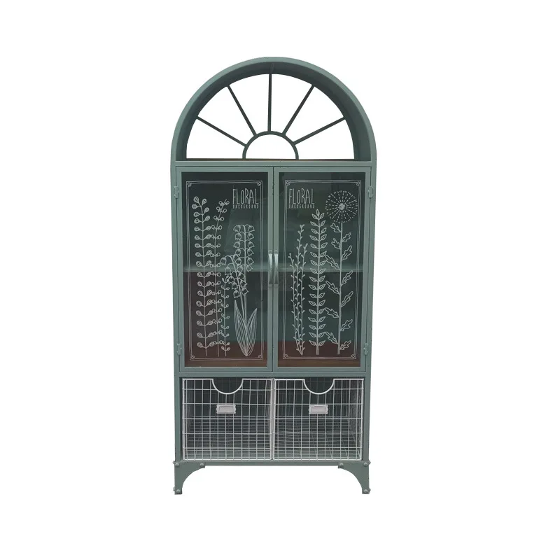 Locker French Iron Display Cabinet Bookcase Living Room Dining Side Cabinet Balcony Locker
