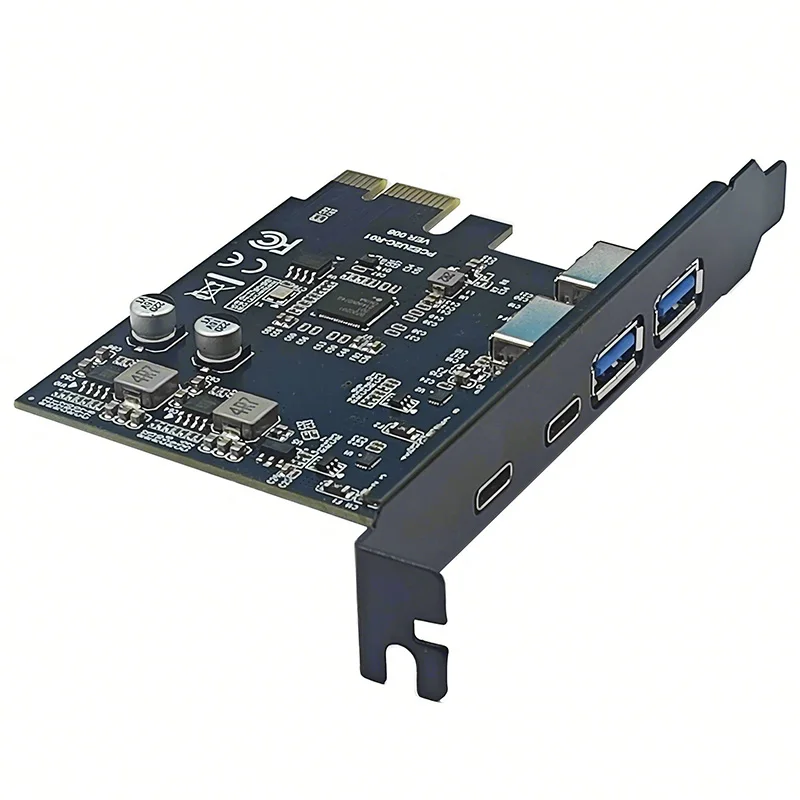 PCI Express X1 to 2 Port Type C + 2 Port USB3.2 Gen1 5Gbps Expansion Card Adapter D7020201 Chip PCIE USB Card PCIE-E USB 3.2 HUB