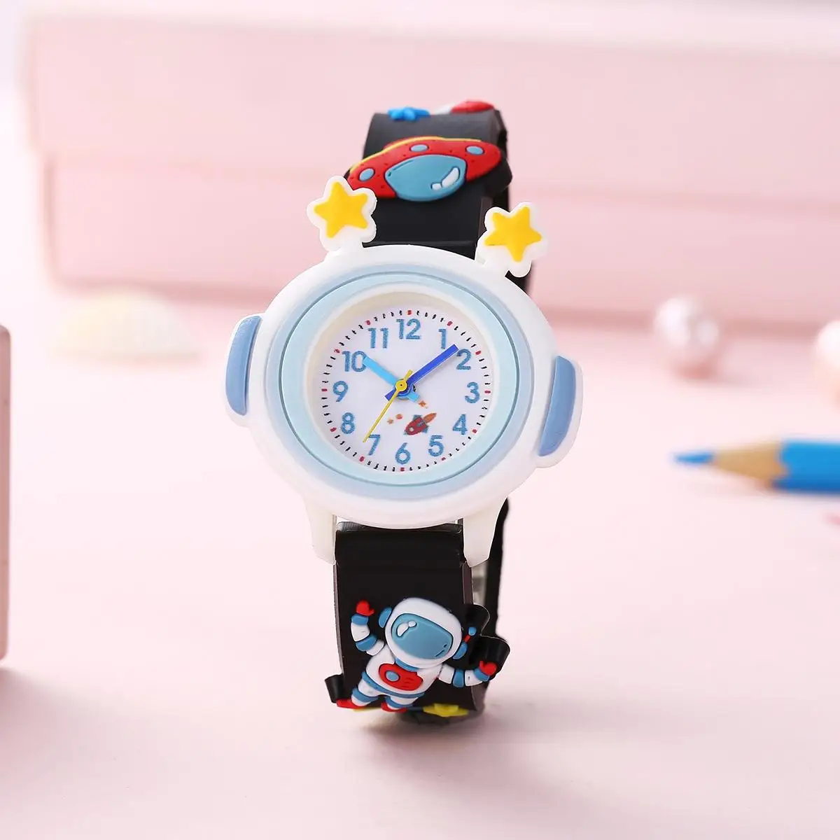 

Новая мода ракета астронавт звездный шлем 3D мультфильм детские часы детские обучающие часы