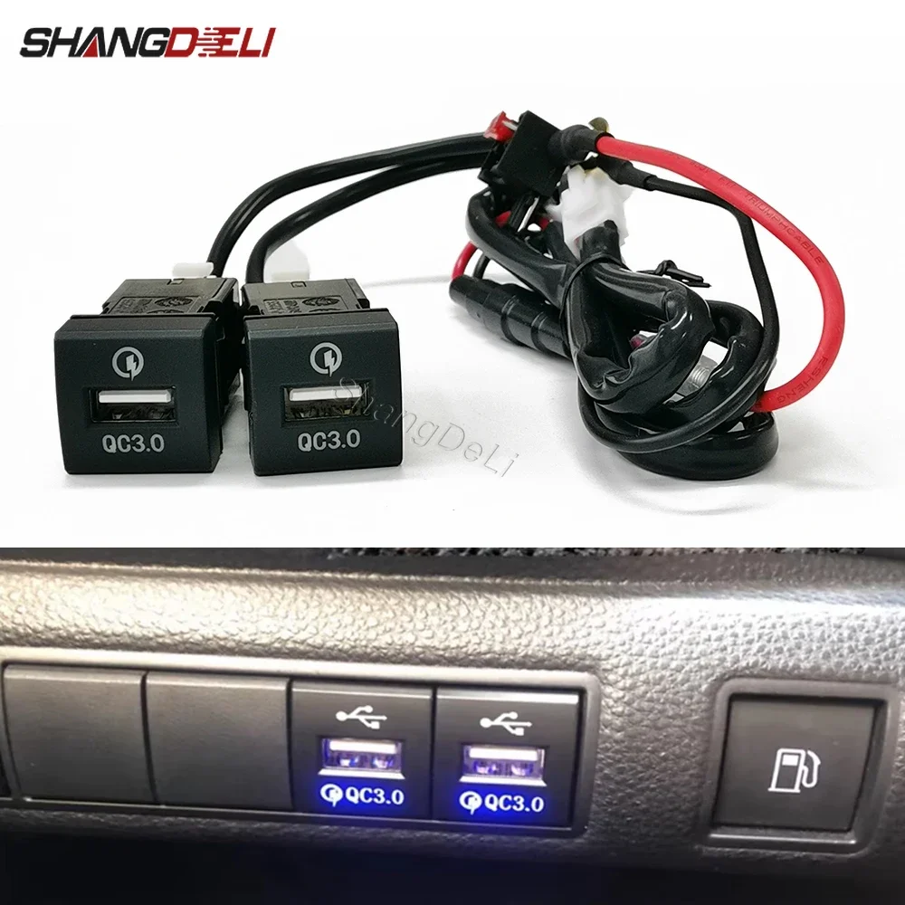 Car Phone Charger QC3.0 USB Socket Power Adapter For For Toyota Camry 2018 Rav4 prado 150 Hiace Corolla Altis 2019 Hilux 2020