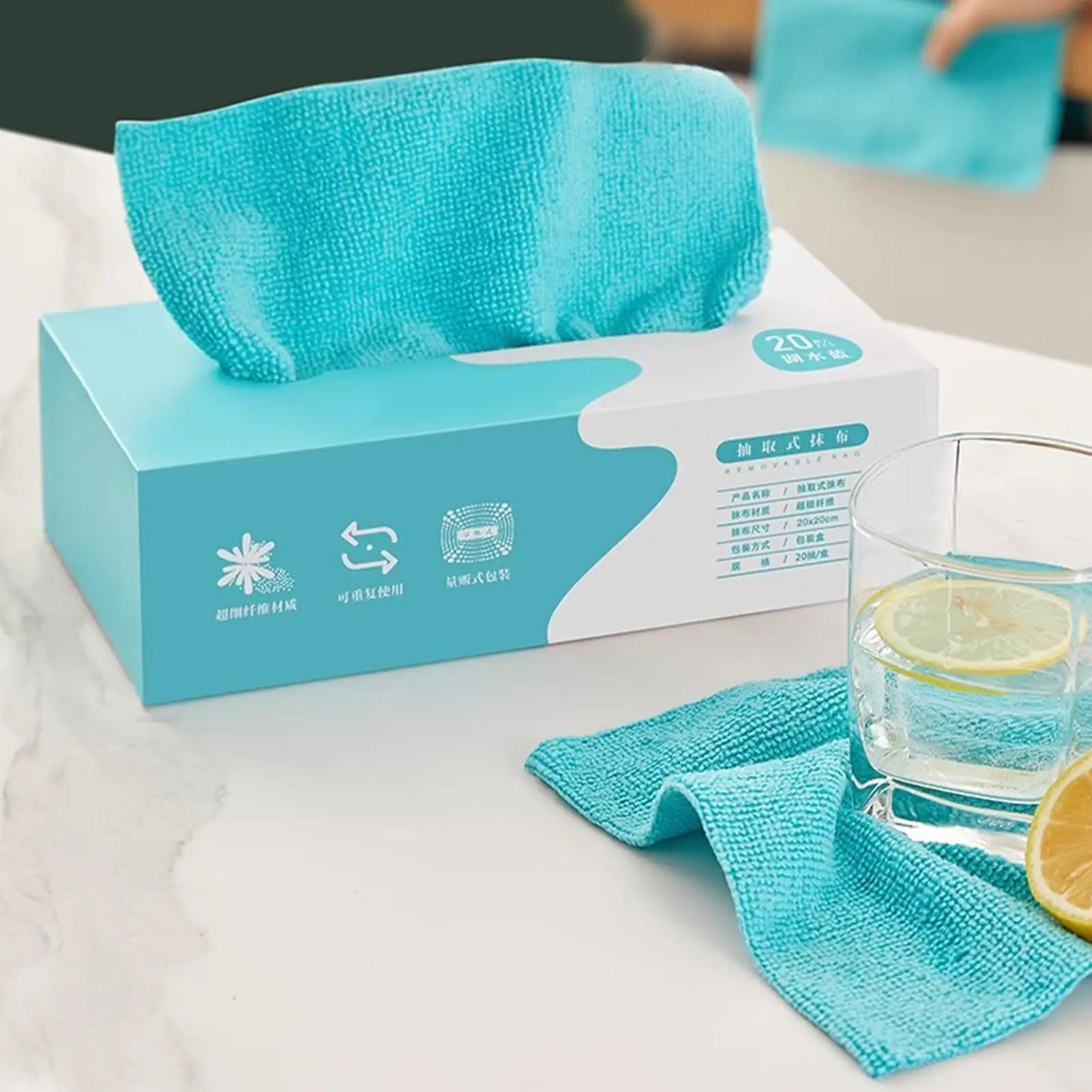 20Pcs/box Microfiber Towel Absorbent Kitchen Cleaning Dishcloth Non-stick Oil Dish Rags Napkins Tableware Home Cleaning Towels