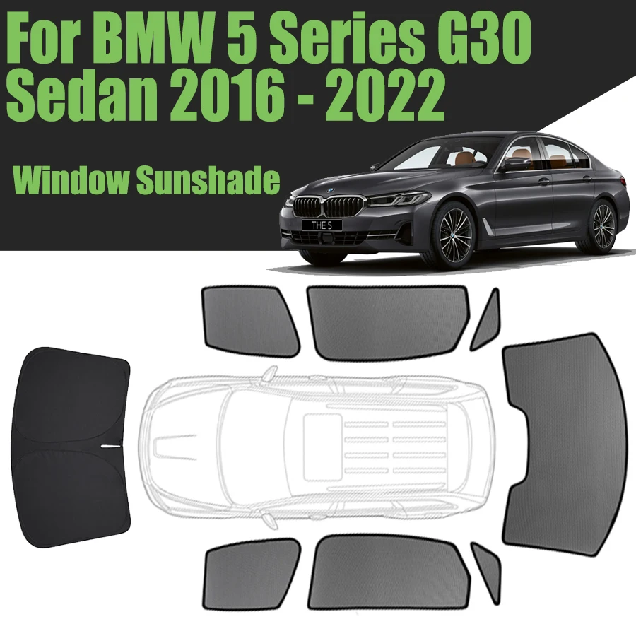 

Custom Car Window Sunshade For BMW 5 Series G30 Sedan 2016 - 2022 Magnetic Curtain Mesh Front Windshield Frame Curtain