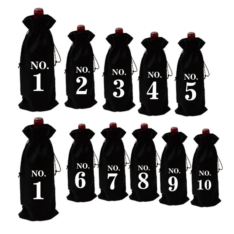 for 10pcs Jute Wine Bags With Drawstring Numbered Wine Bottle Gift Bags Blind Wine Cover Tasting