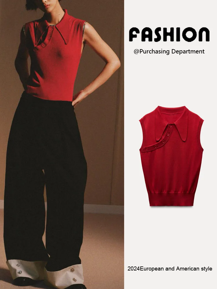 Nueva llegada de primavera, prendas de punto sin mangas de Color sólido ajustadas para mujer, moda adeazante, estilo chino,...