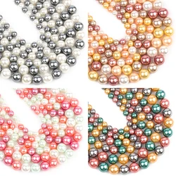 6/8/10/12mm Mixed Colors Shell Pearls Beads Natural Shell Round Loose Spacer Beads for Jewelry Making DIY Bracelet Earrings 15''