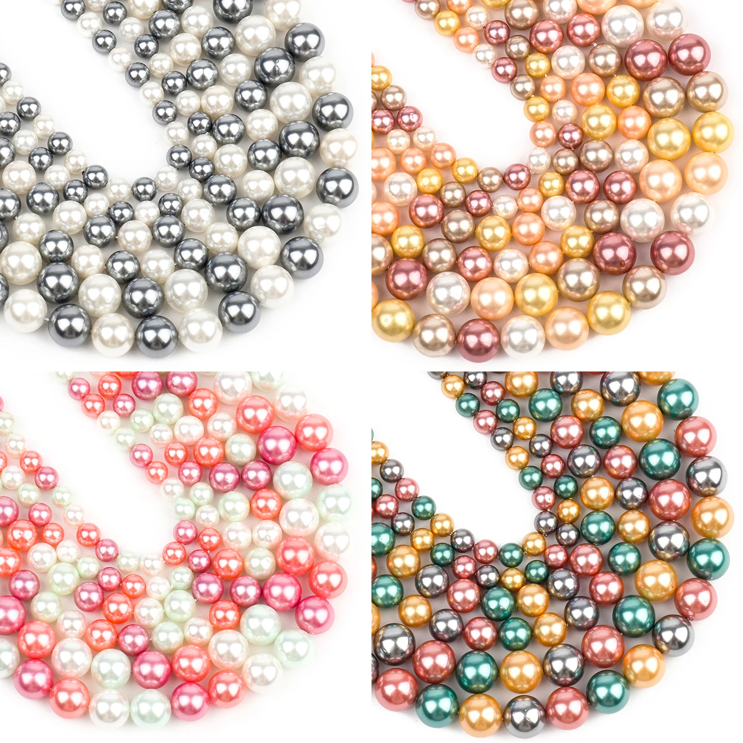 6/8/10/12mm Mixed Colors Shell Pearls Beads Natural Shell Round Loose Spacer Beads for Jewelry Making DIY Bracelet Earrings 15''