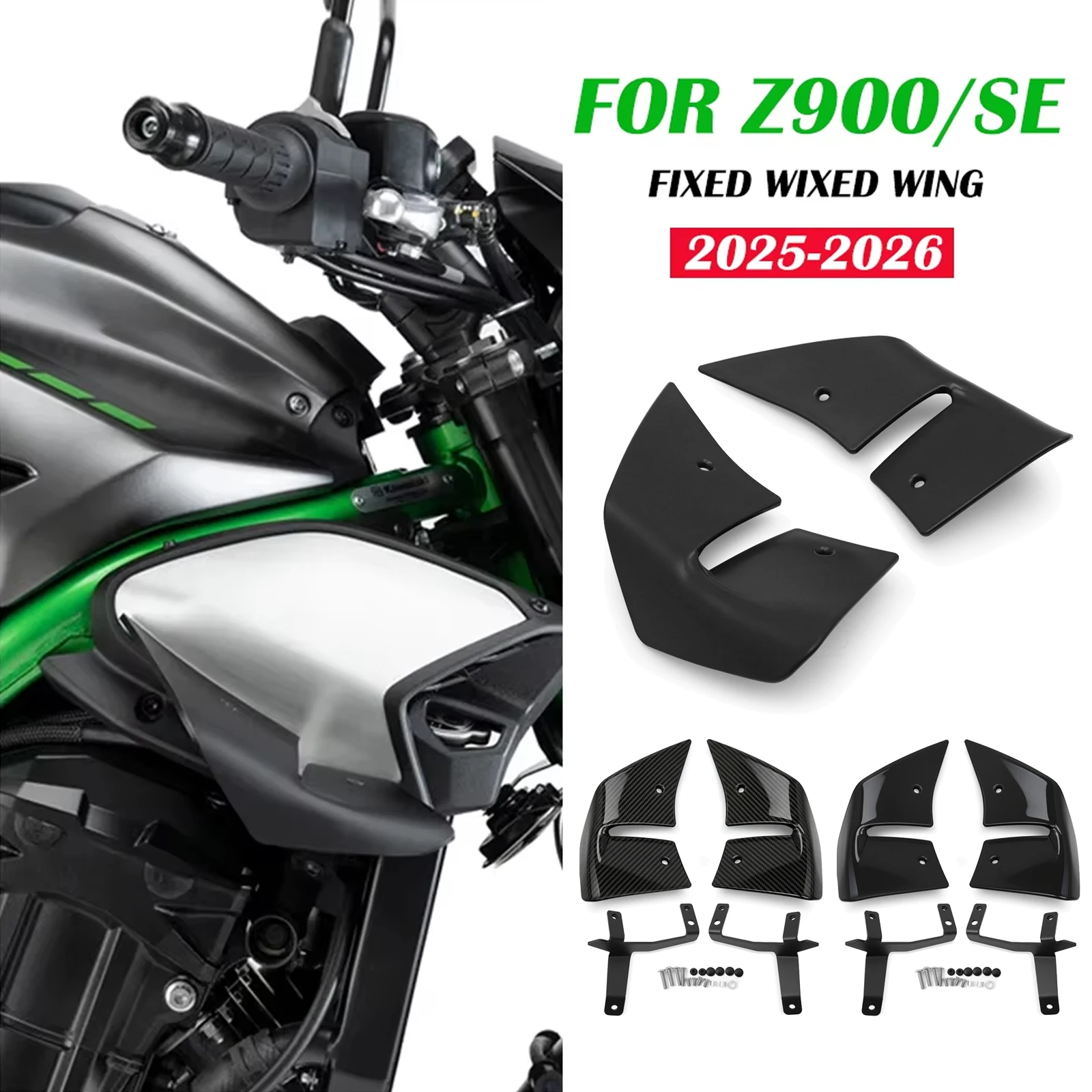 

For Kawasaki Z900 2025 Z900SE 2025 2026 Frontal Spoilers Downforce Winglet Aerodynamic Wing Front Deflector Spoiler Side Fairing