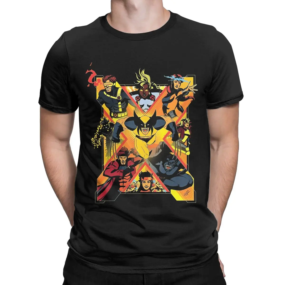 Men T-Shirt X-Men Wolverine Hipster 100% Cotton Tee Short Sleeve Xmen Group T Shirts Round Collar merchandise Graphic