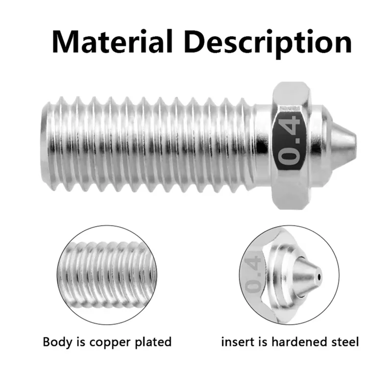 B47B-فوهة ثنائية المعدن 0.4 مللي متر فوهة لـ QIDI Q1-Pro/X-Max 3/X-Plus 3/X-Smart 3 فوهة فولاذية صلبة نحاسية مطلية