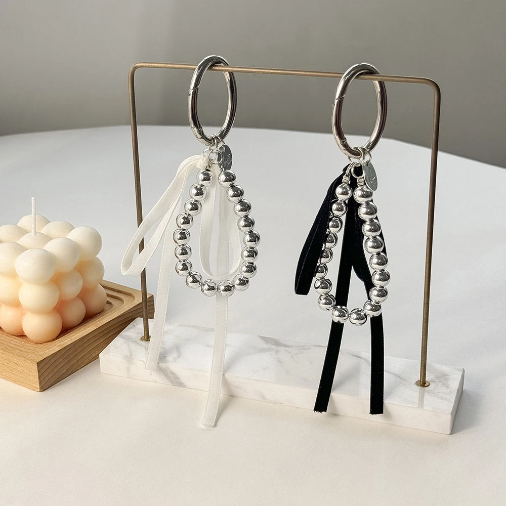 

1pcs Pearls Ribbon Bowknot Bag Hanging Decoration Key Chain For Women Beads Key Rings Jewelry Girl Bag Accessories Bag Charms