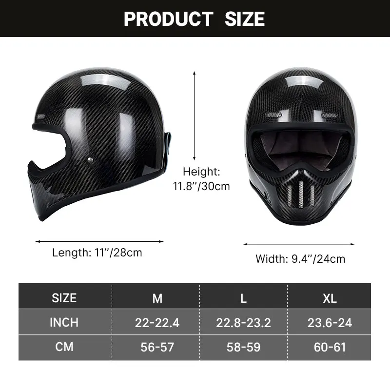 TT&COCASCOS Helmet Motorcycle Cafe Racer Four Seasons Full Face Helmet For Man Women Vintage 3K Carbon Fiber Casque Moto