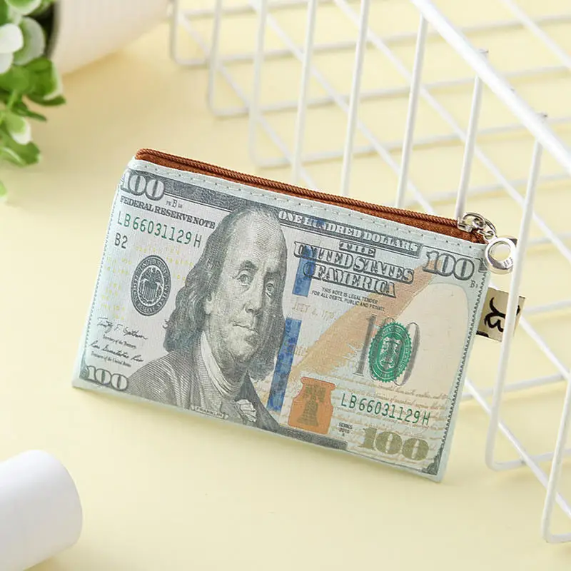 

New Currency Printing Pattern Long Wallet Canvas Coin Purse Zipper Wallet Storage Package Dollar GBP Euro Ruble Style For Men