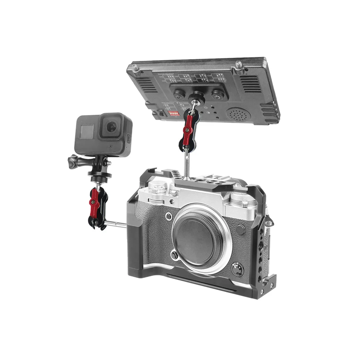 الكرة محول توضيح الذراع جبل مزدوج Ballhead 1/4 بوصة المسمار ل DSLR كاميرا ضوء ترايبود لايف الحذاء الساخن قوس نوع D