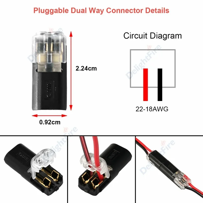 2-100pcs Wire Connector Terminal 2pin Electric Cable No Welding 2 Way Quick Splice Compact 2 Pin Wire LED Connectors Terminals
