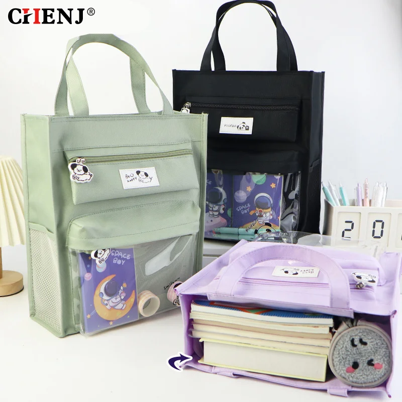 

Portable File Handbag Large Capacity Tote Bag Simple Student Training Carrying Books Stationery Storage Bags Tutoring Bag