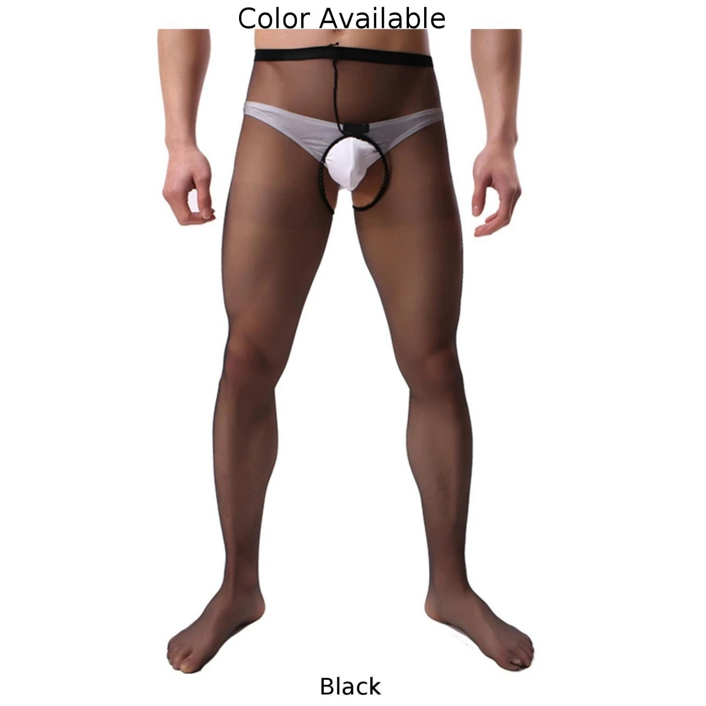 Hosiery Underwear Men Lingerie Men Pantyhose Sheer Stocking Nightwwear Romantic Night Black Breathable Open Crotch
