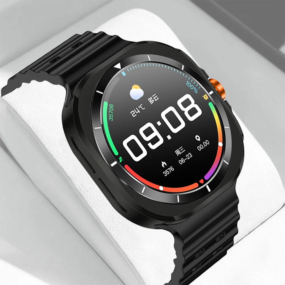 البوصلة Smartwatch 1.46 AMOLED الرجال BT دعوة معدل ضربات القلب خطوة العد ساعة تنبيه 100 + أوضاع رياضية شحن لاسلكي مقاوم للماء IP68