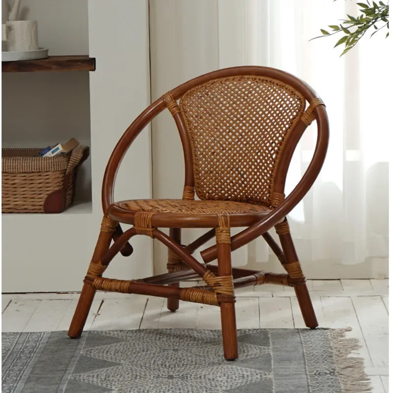 

Винтажное детское кресло из ротанга, одинарный диван для дома и балкона, удобное сиденье со спинкой, натуральная Экологически чистая современная мебель