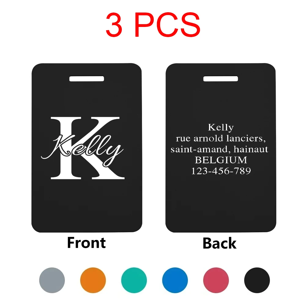 3PCS Personalized Luggage Tag  Suitcase Identifier Label Creative Portable Baggage Boarding Bag Tag Custom Travel Accessorie