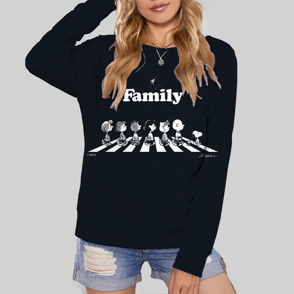 Snoopy nadruk kreskówkowy damska bluza z długim rękawem Crewneck graficzna bluza z kapturem ubrania para prezent na walentynki ubrania damskie