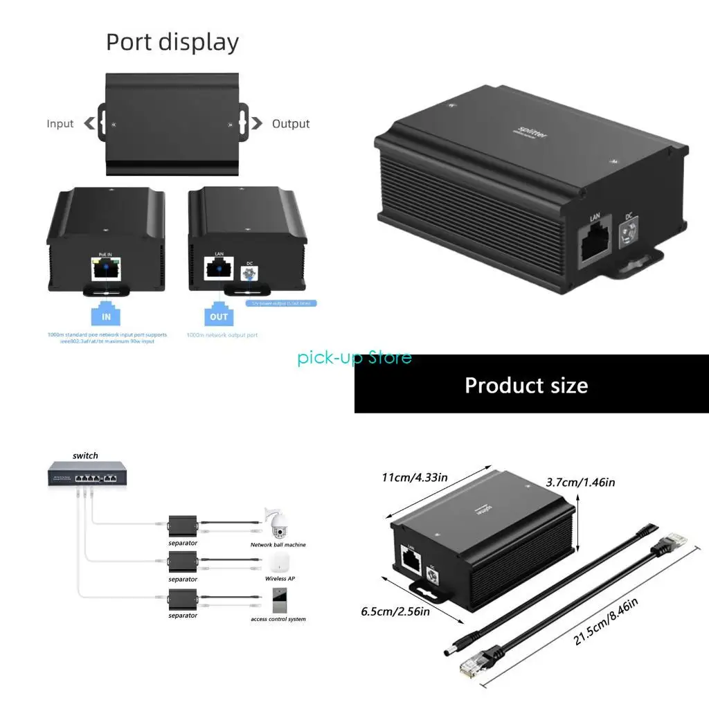 

Q5WA Высокомощный сетевой преобразователь с металлическим корпусом, гигабитный разветвитель POE, 48–12 В, 6 А