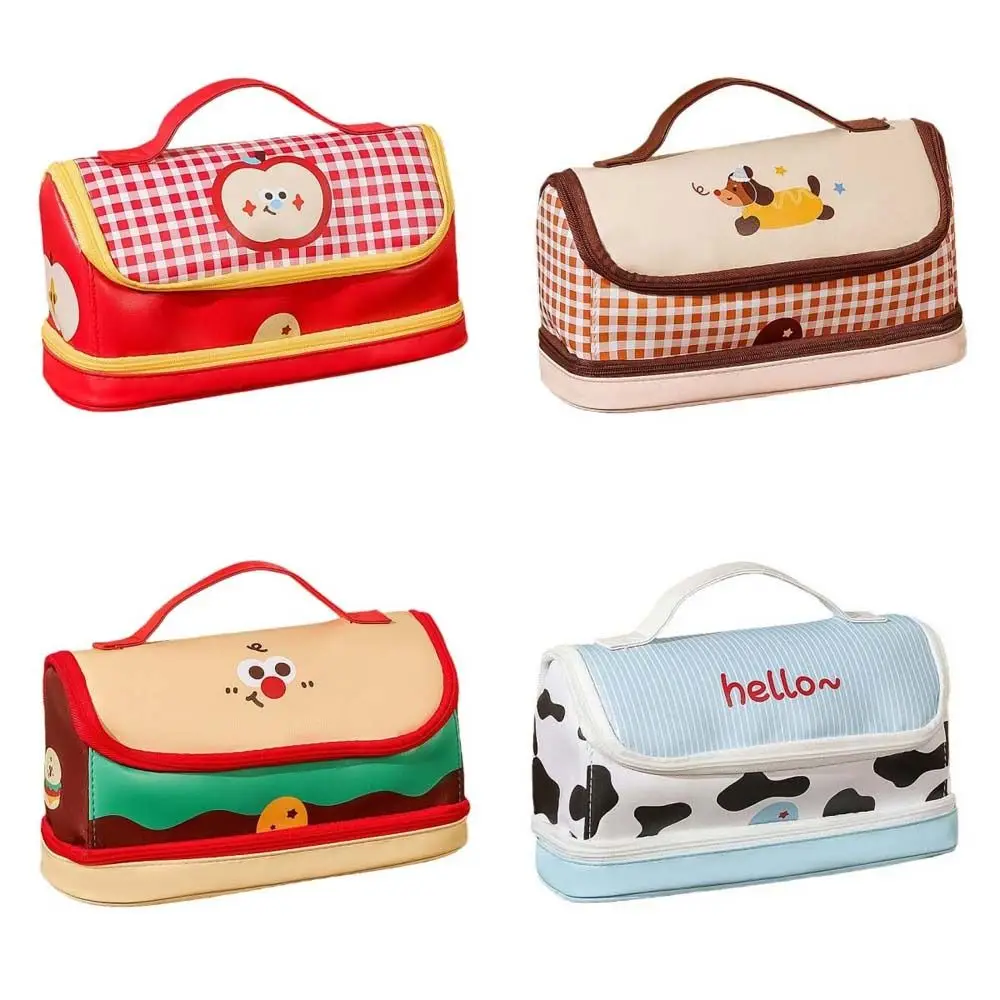

Hand-held Cartoon House Pen Bag PU Leather Waterproof Food Fruit Burger Cow PU Stationery Bag Big House Shape Sausage Dog