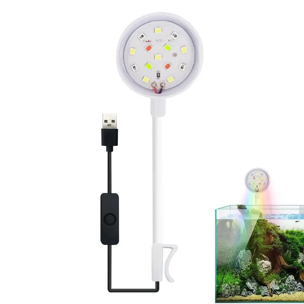 USB-plug lâmpada do aquário, mini 360 graus ajustável luzes coloridas, impermeável LED luz acessórios, novo