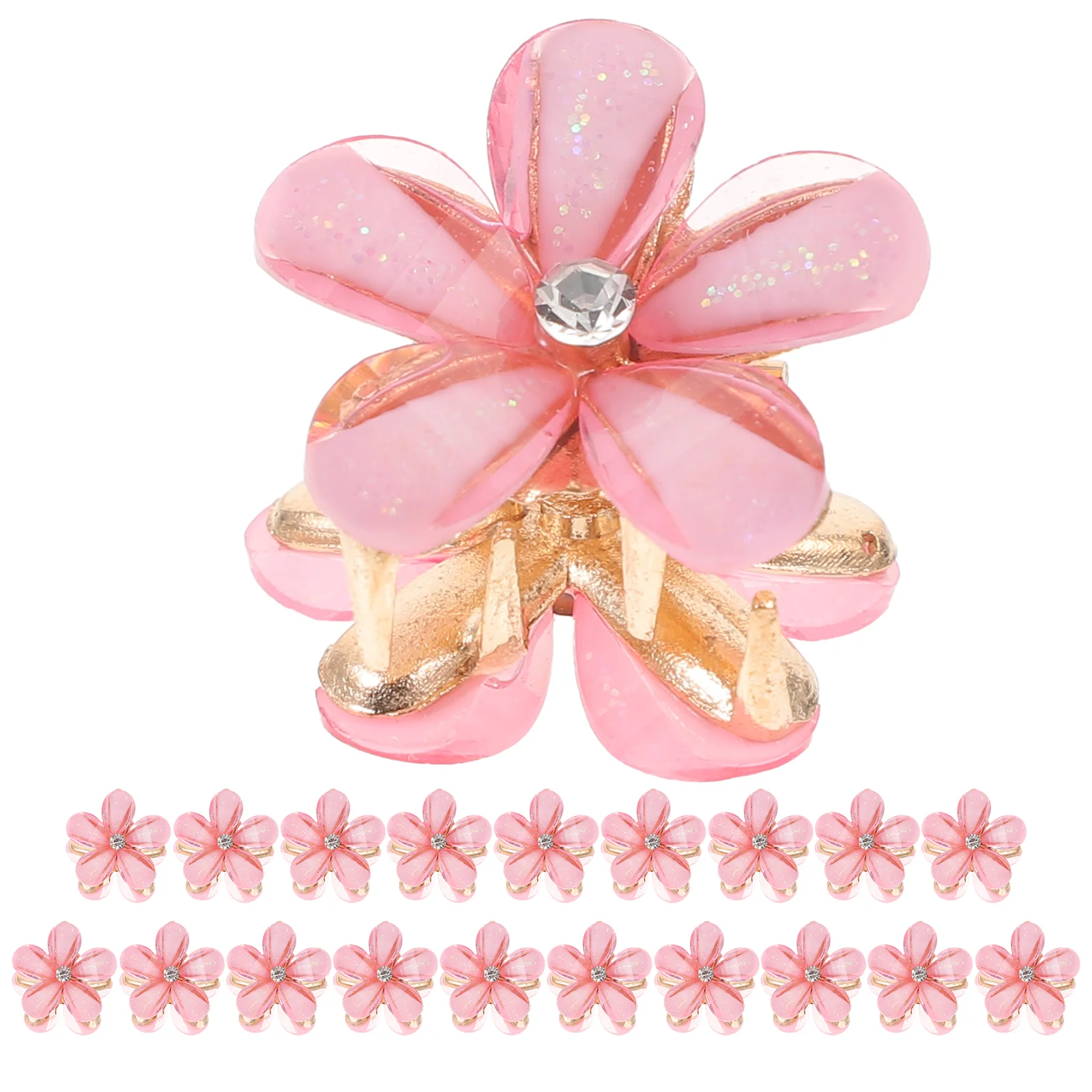 20 個フラワークリップ装飾ヘアクリップ爪バレッタスクラッチクランプミニ合金小さな前髪女性用