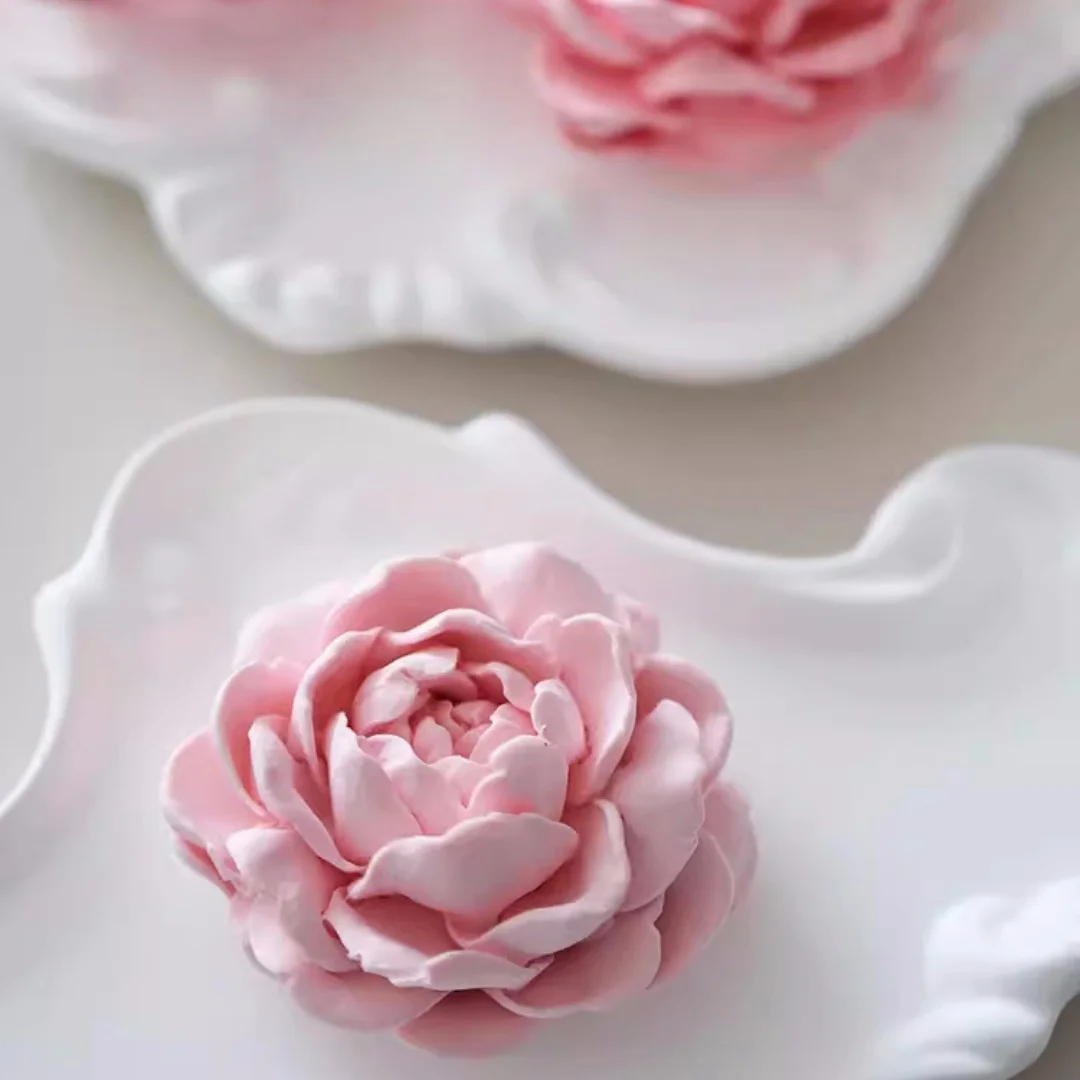 Flower And Tray DIY Handmade Aromatherapy Gypsum Silicone Mold Candle Plaster Mold Irregular Tray Tabletop Decoration Mould