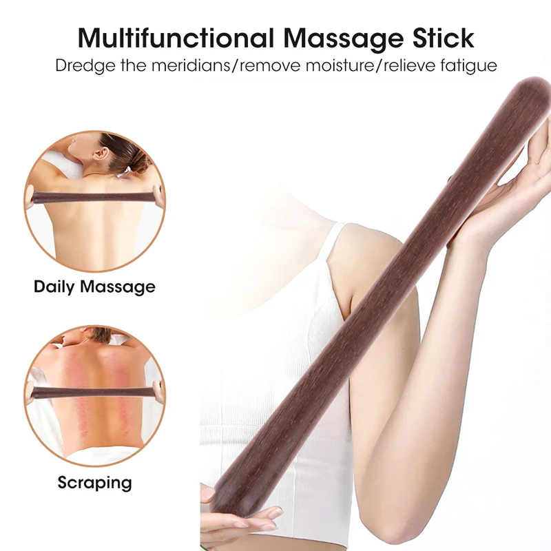 Wooden Acupoint Tapping Massage Hammer Stick Body Meridian Stress Relief Natural Wood Massager For Back Waist Muscle Relaxation