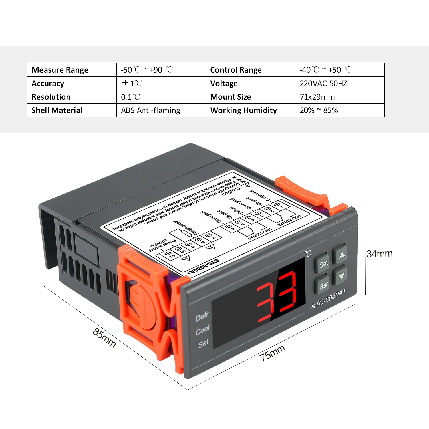 Regolatore di temperatura digitale STC-8080A + termostato frigorifero per sbrinamento automatico frigorifero con sonda sensore NTC