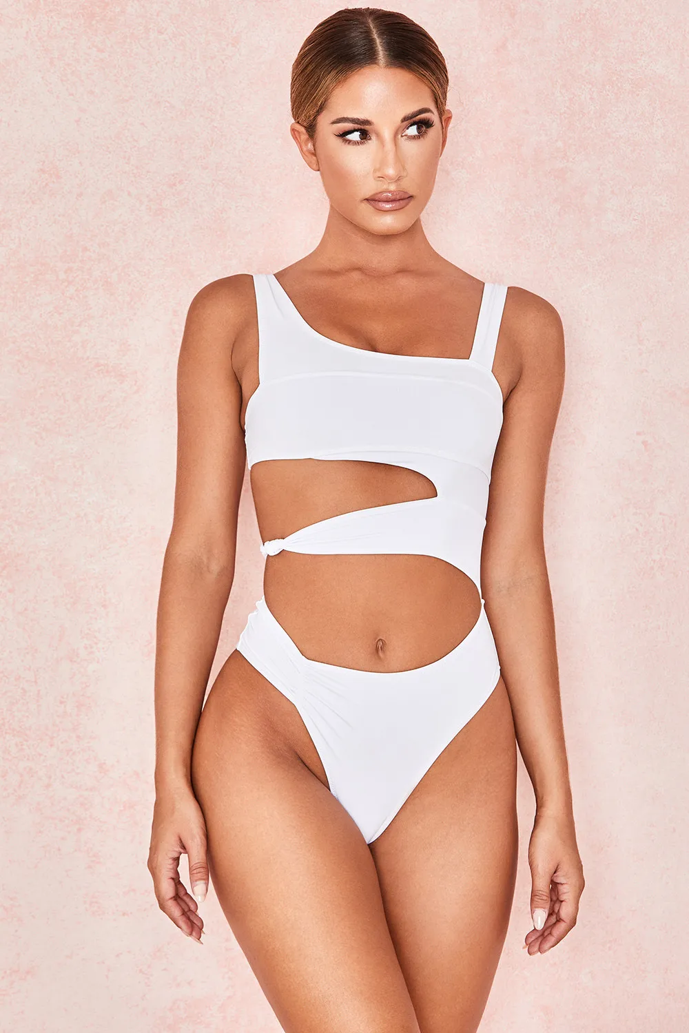 Sexy Bikini Set One Shoulder One Piece Swimsuit 2021 New Off Shoulder White Patchwork Swimwear Bodysuit Bathing Suit Black