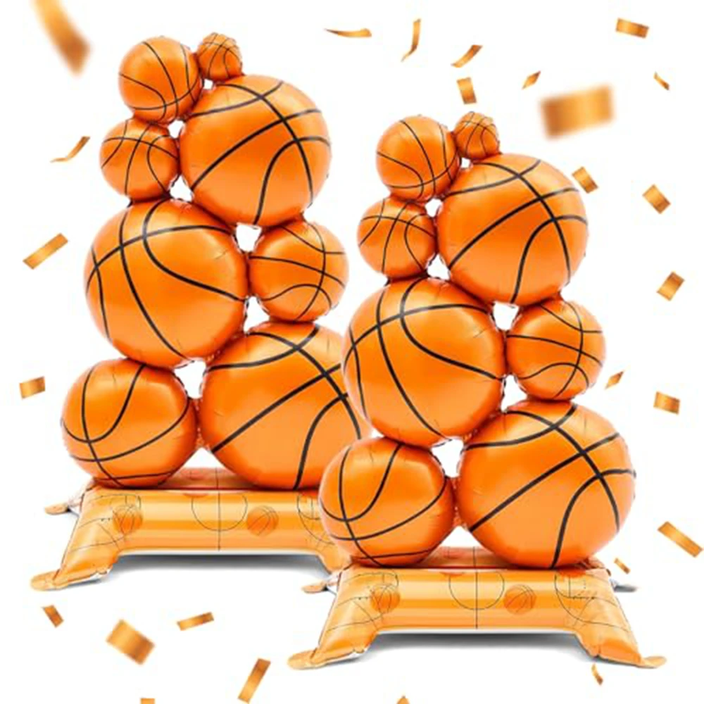 1/2 ballons de basket 3D autoportants en aluminium, durables et étanches, avec base stable, sans besoin d'hélium
