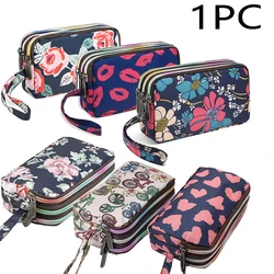 New Nylon Coin Purse Triple Zipper Cell Phone Pouch Handbag for Storing Keys and Cards