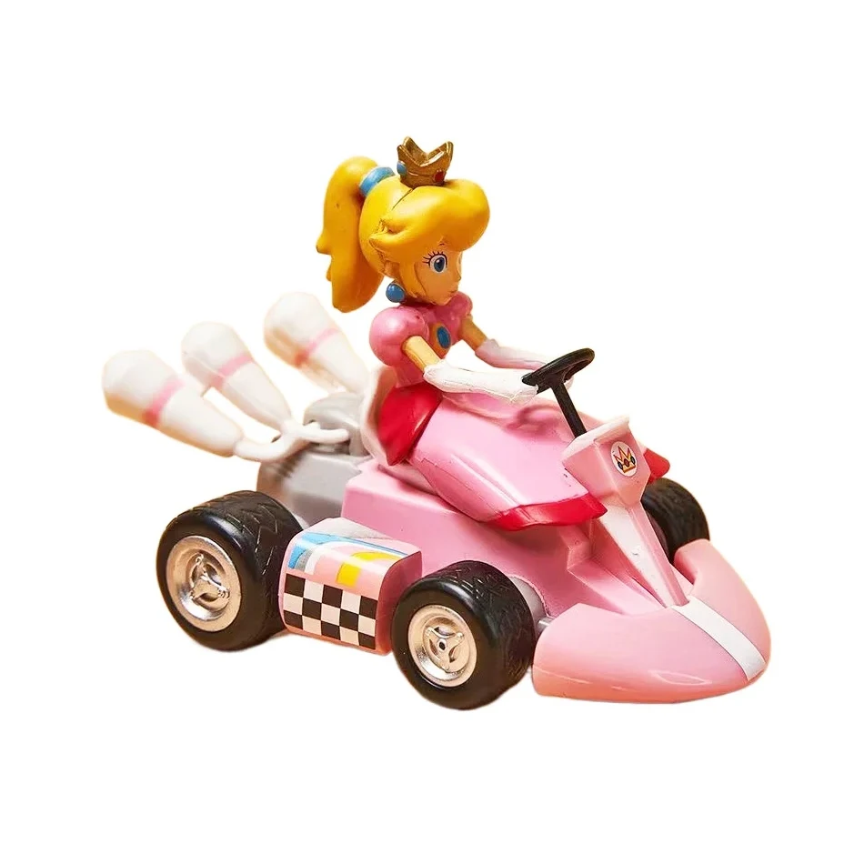 سوبر ماريو بروس الكارتينج لويجي العربة الأميرة الخوخ يوشي العلجوم ألعاب شخصيات الحركة التراجع سيارة أنيمي لعبة دمية هدايا للأطفال