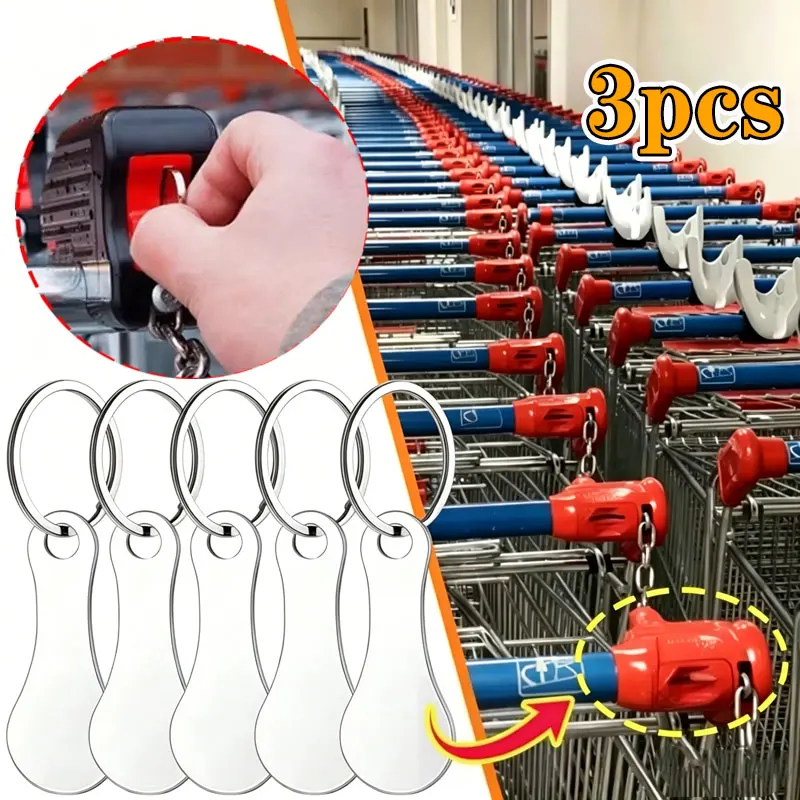 1/3 Stück Einkaufswagen-Chips Schlüsselanhänger Dekoration Universeller kleiner Metall-Schlüsselanhänger Tragbar für Zuhause und Outdoor