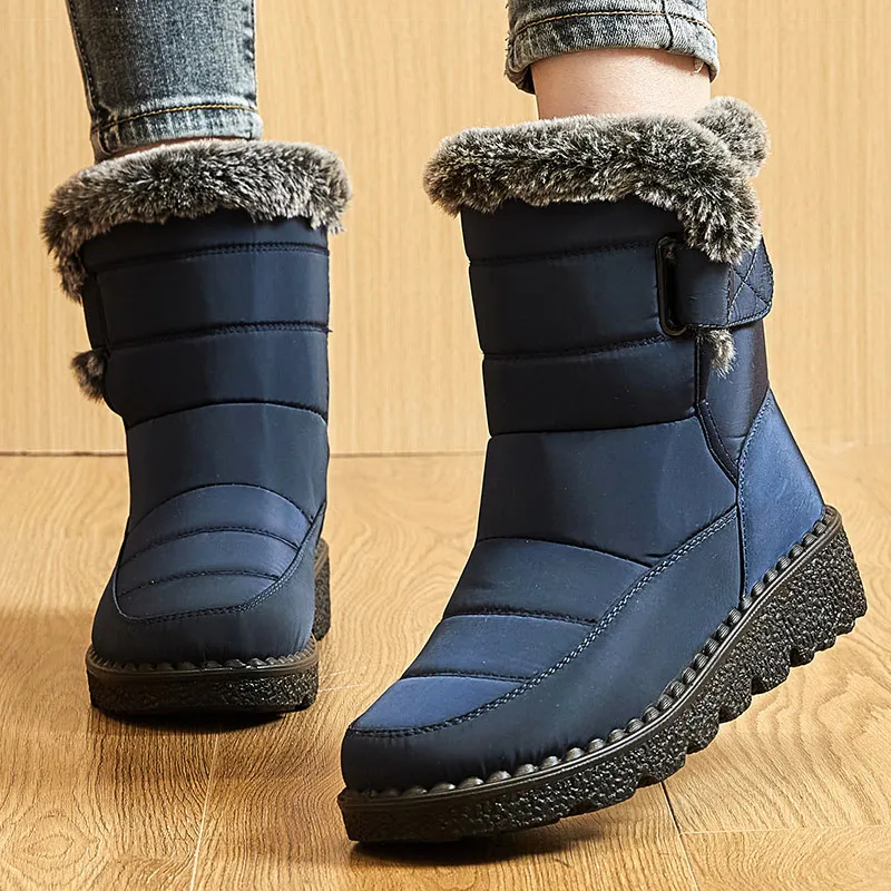 Botas de Mujer, tendencia 20224, zapatos de invierno para Mujer, Botas de invierno, Botas de tacón bajo hasta el tobillo, Botas de nieve